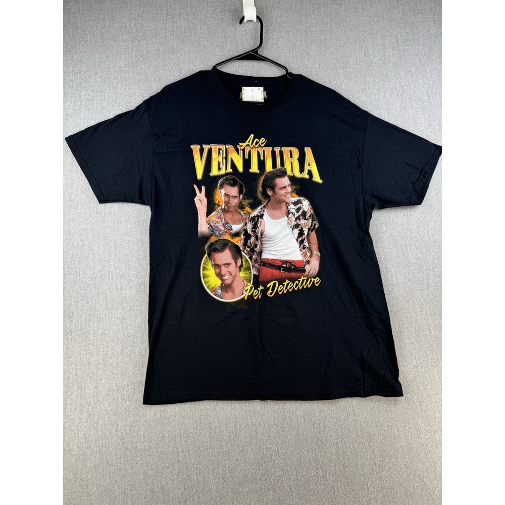 Ace Ventura Pet Detective Graphic Tee Mens L‎ Black Movie Film NWT